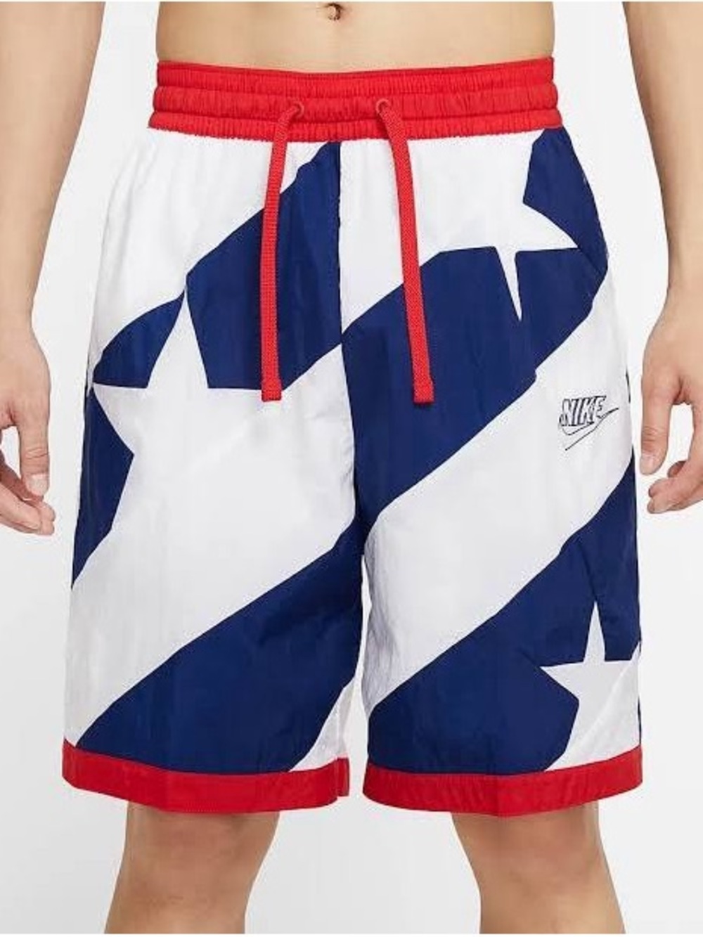 Nike Dri-Fit Throwback Men’s Red, White & Navy Star Print Athletic Shorts